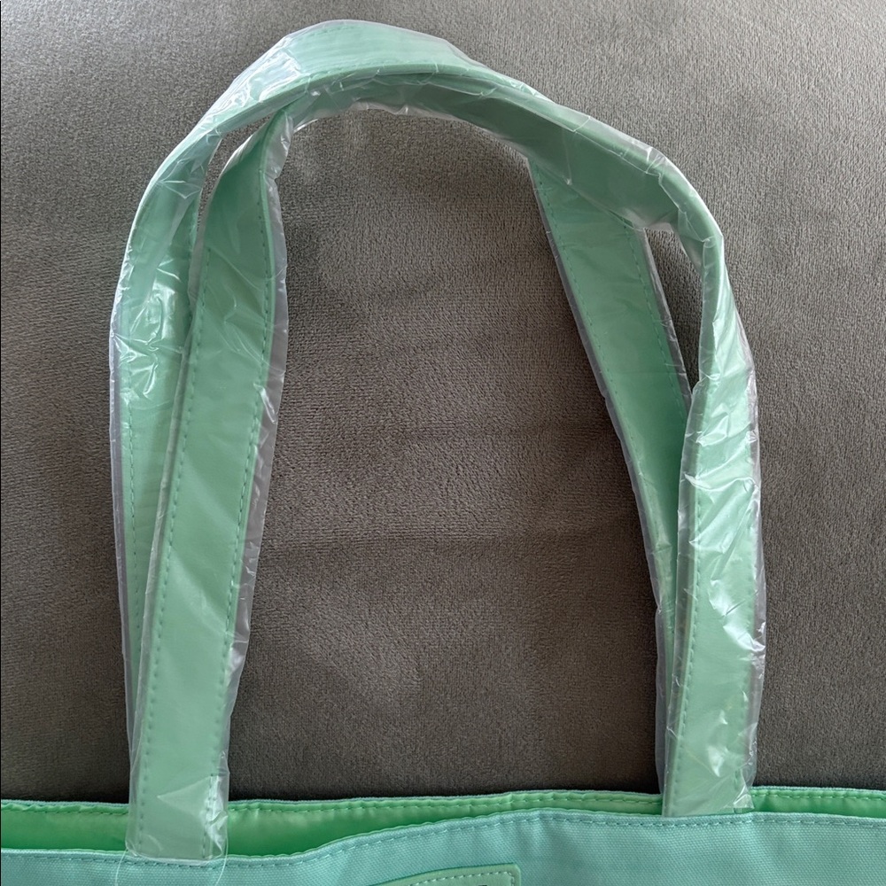 NWT Clinique x Drawbertson Mint & White Striped Lined Tote Bag Boho Beach Vaca - Picture 5 of 8